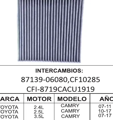 Filtro de cabina UNIFIL